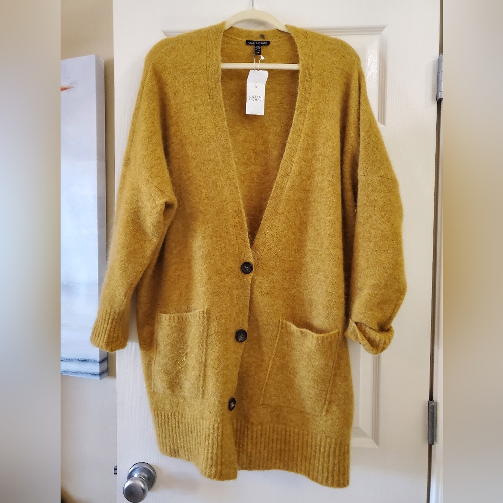 Eileen Fisher Mohair Melange V-Neck Cardigan